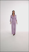 Long-sleeved Jumpsuit with v-neck style