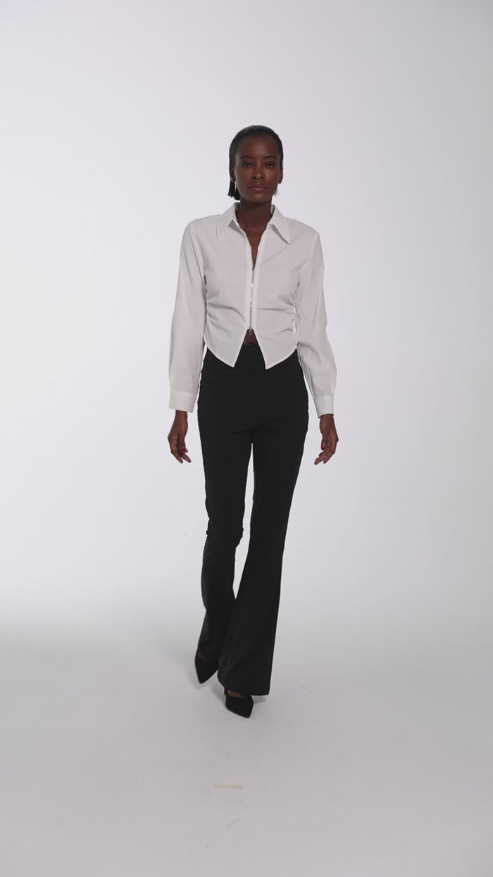 Zip-Front Denim Blouse | New York & Company