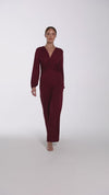 Long-sleeved Jumpsuit with v-neck style